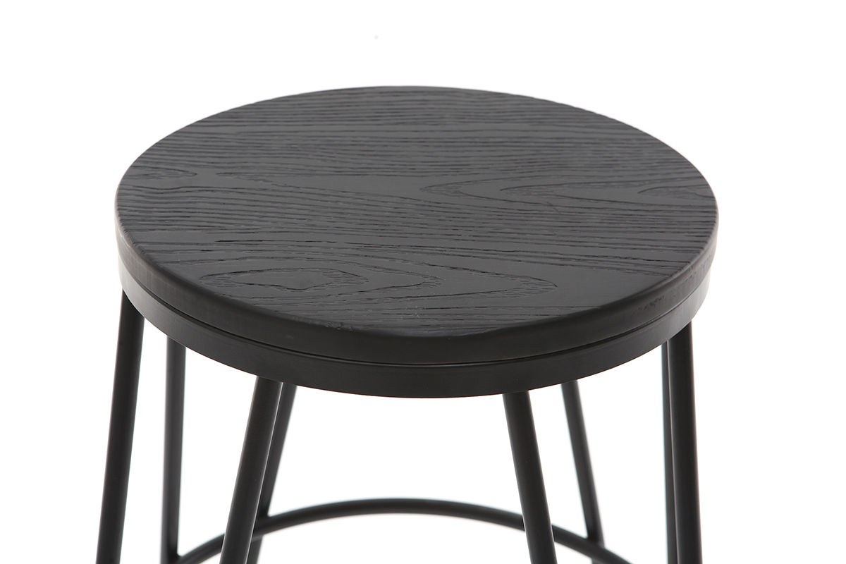 Sgabelli da bar in metallo Nero e in legno Nero 65 cm lotto di 2 IGLA