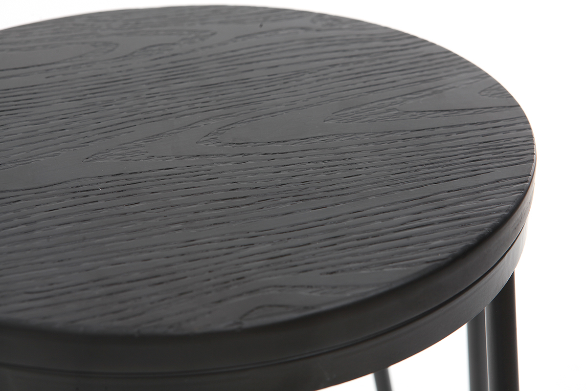 Sgabelli da bar in metallo Nero e in legno Nero 75 cm lotto di 2 IGLA
