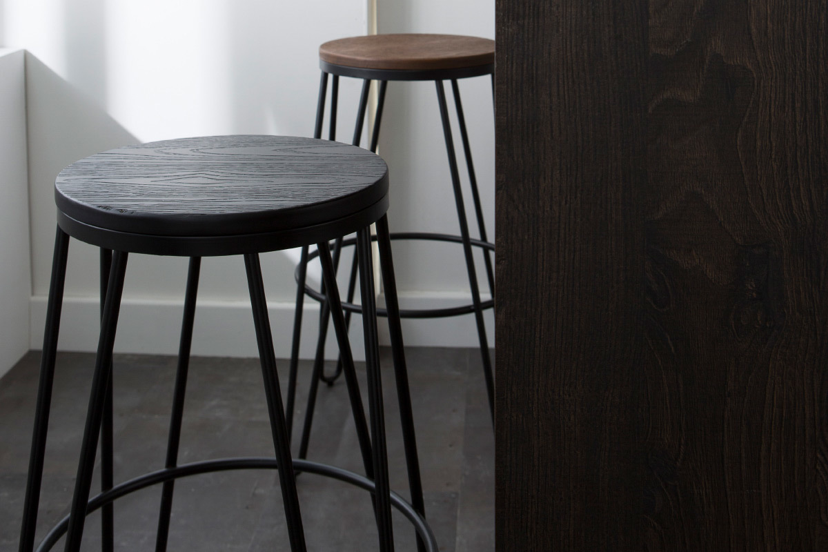 Sgabelli da bar in metallo Nero e in legno Nero 75 cm lotto di 2 IGLA