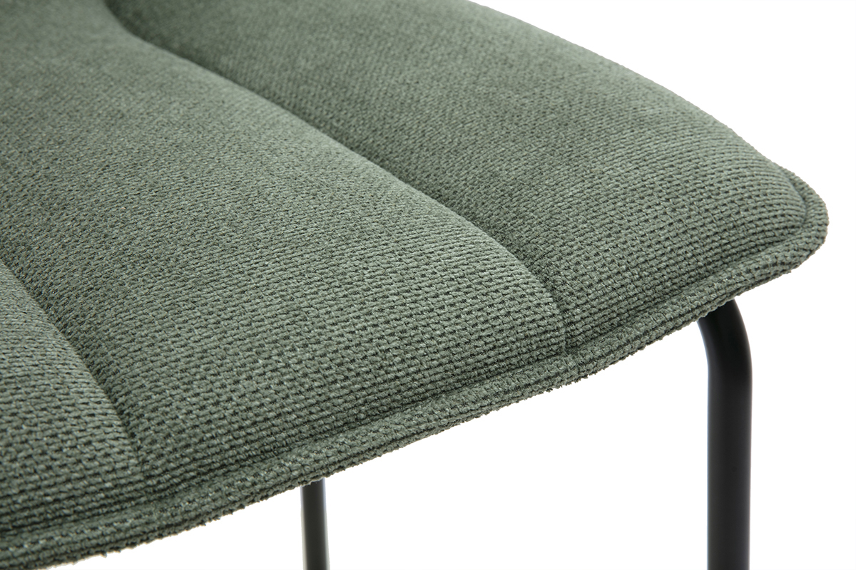 Sgabelli da bar in tessuto chenille verde kaki e metallo nero H65,6 cm (lotto di 2) VISTO