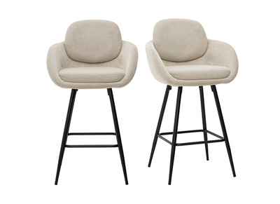 Sgabelli da bar in tessuto ciniglia beige e metallo nero H68,5 cm (lotto di 2) SLAKE