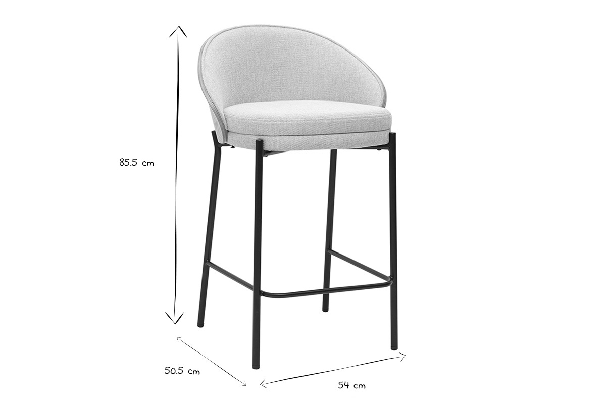 Sgabello da bar nero e bianco con dimensioni 85,5 cm altezza, 50,5 cm larghezza, 54 cm profondit�.