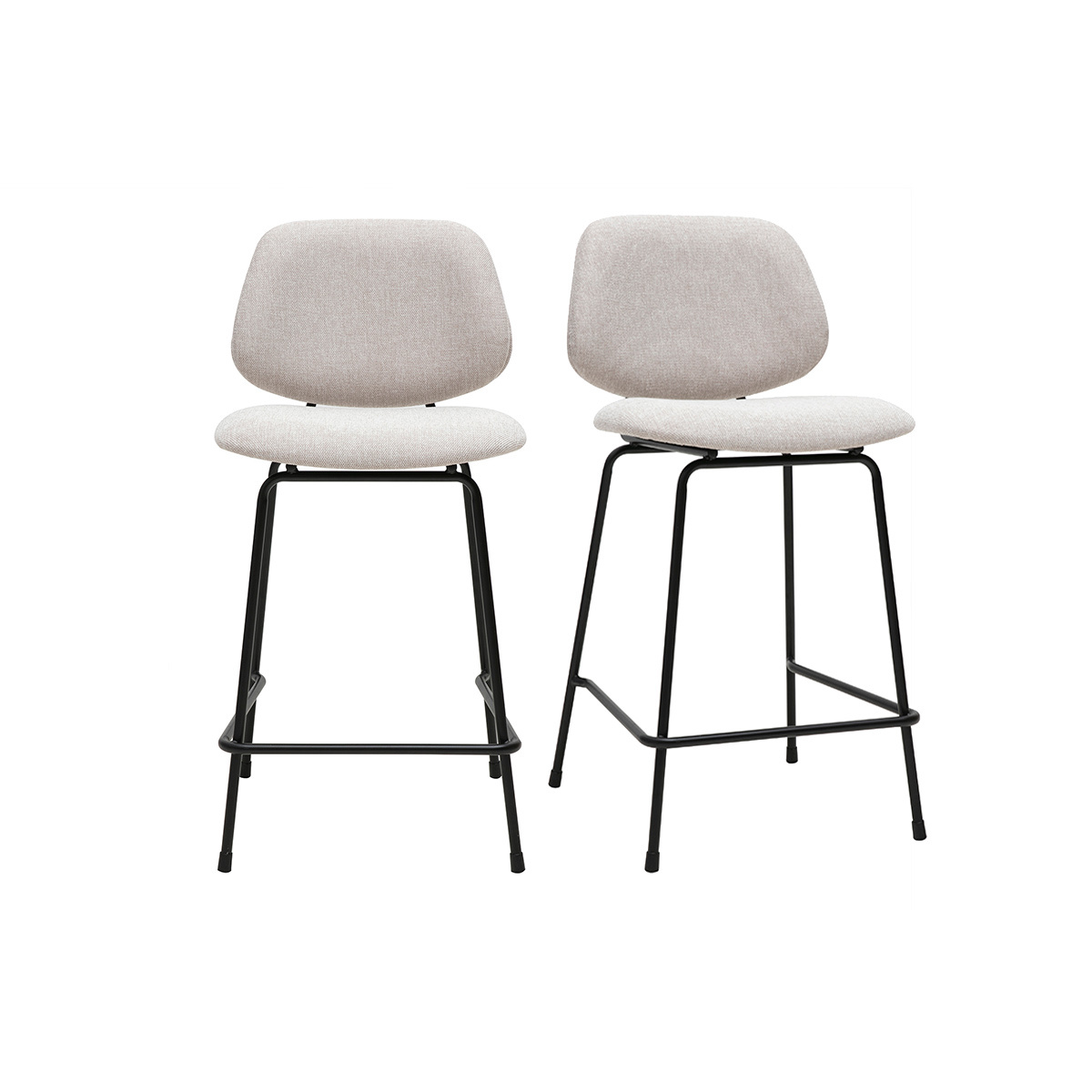 Sgabelli da bar in tessuto effetto velluto beige testurizzato e metallo H66.5 cm BARNET (set di 2)