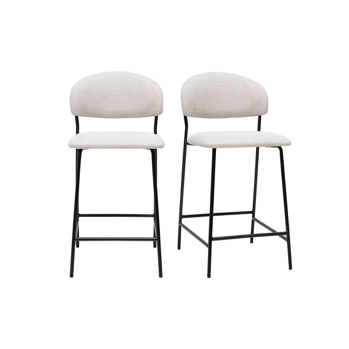 Sgabelli da bar in tessuto effetto velluto beige testurizzato H64 cm (lotto di 2) BENTA