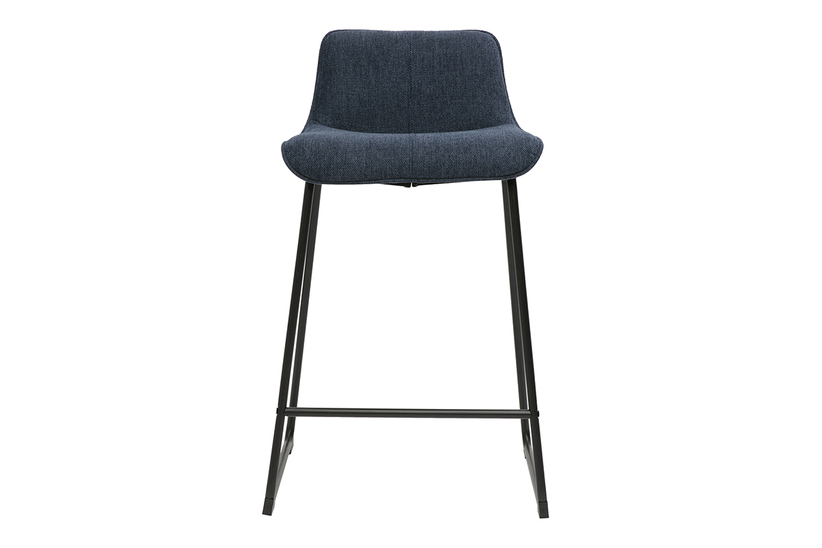 Sgabelli da bar in tessuto effetto velluto blu scuro e metallo H65 cm (lotto di 2) BOOST