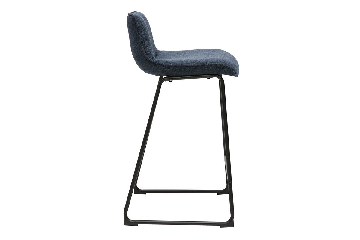 Sgabelli da bar in tessuto effetto velluto blu scuro e metallo H65 cm (lotto di 2) BOOST
