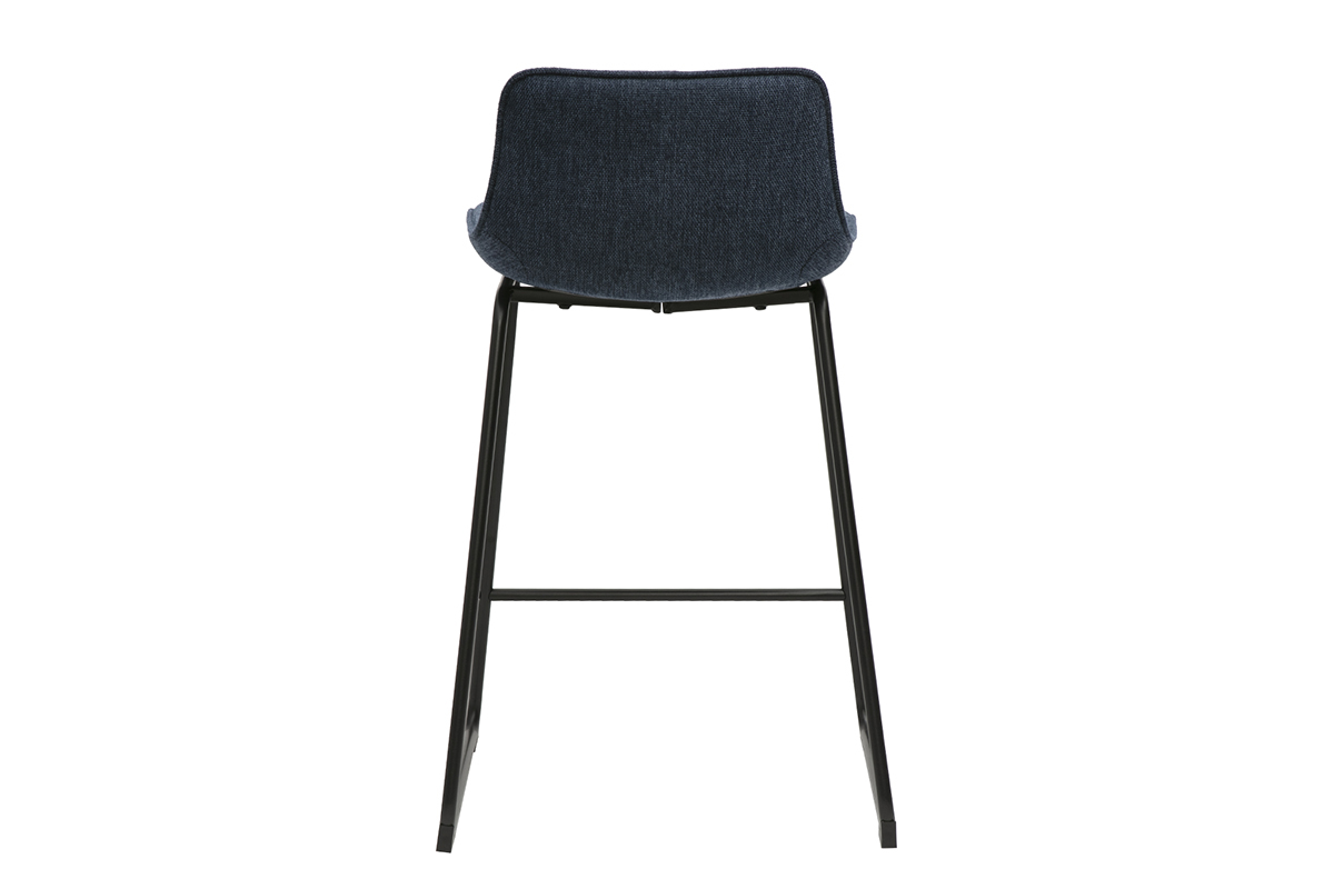 Sgabelli da bar in tessuto effetto velluto blu scuro e metallo H65 cm (lotto di 2) BOOST