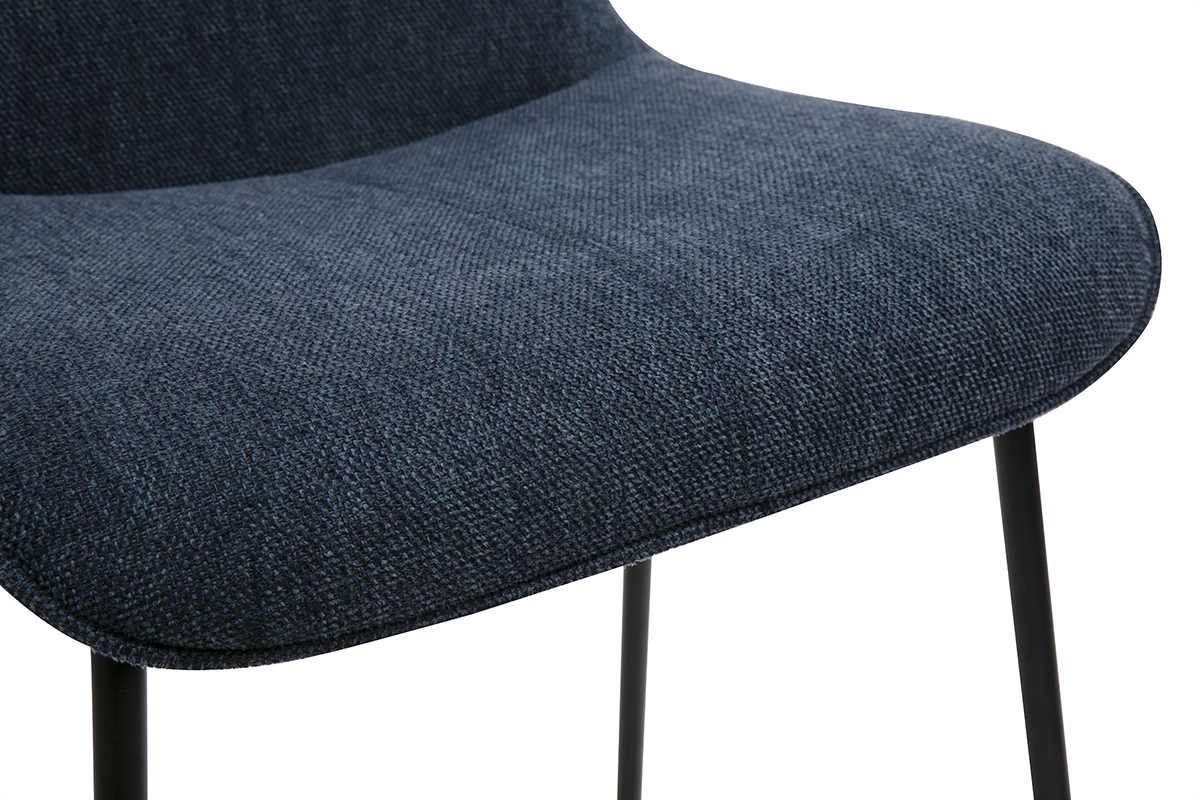 Sgabelli da bar in tessuto effetto velluto blu scuro e metallo H65 cm (lotto di 2) BOOST