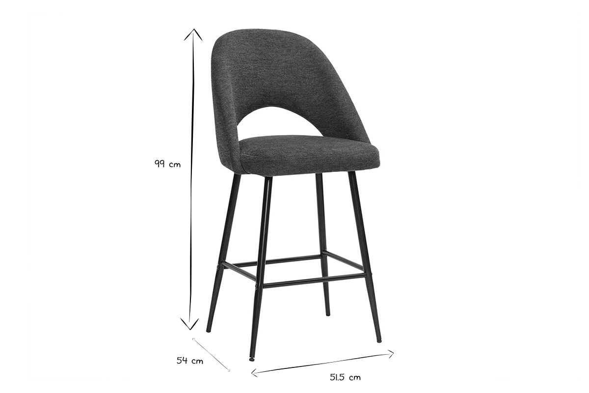 Sgabelli da bar in tessuto effetto velluto blu scuro testurizzato H65 cm (set di 2) COSETTE