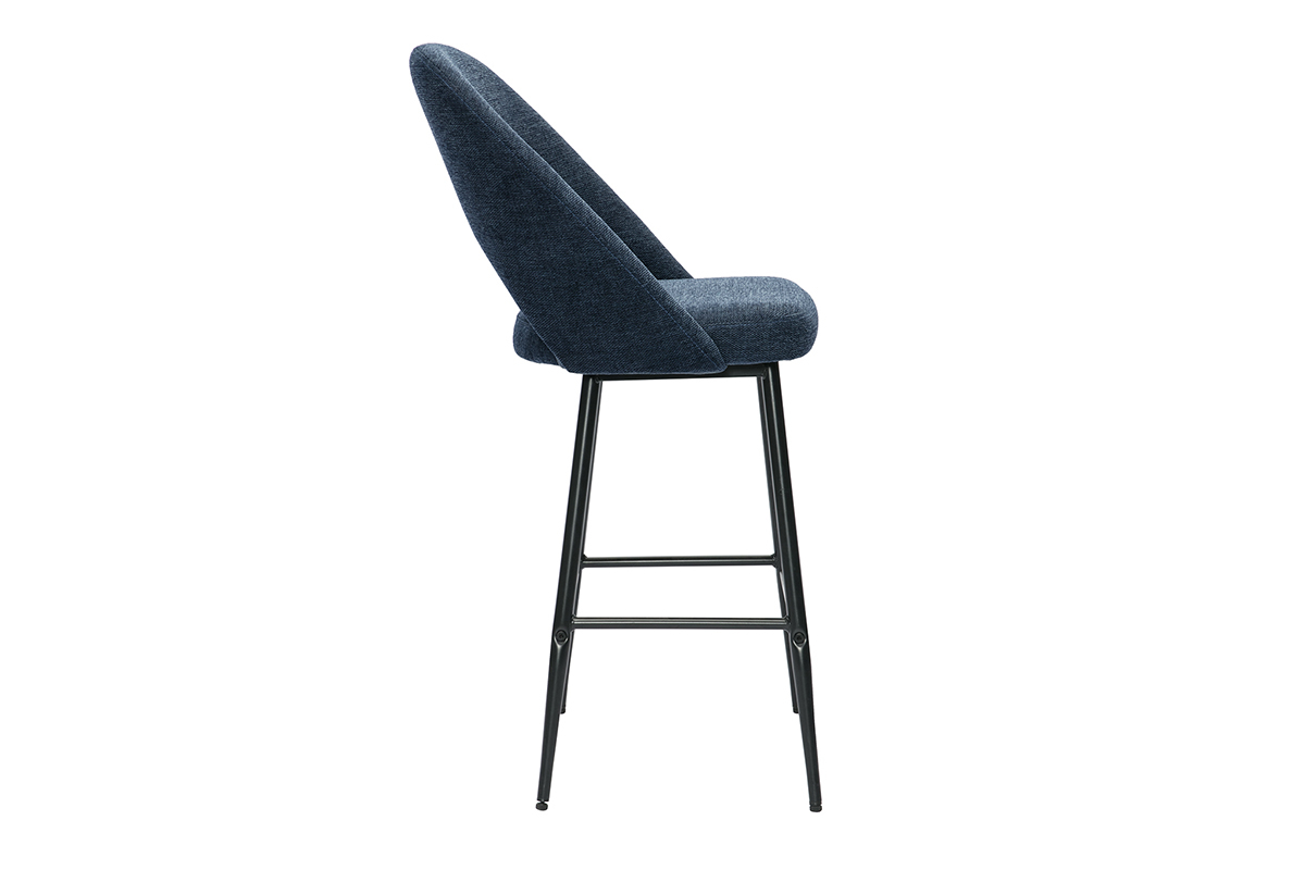 Sgabelli da bar in tessuto effetto velluto blu scuro testurizzato H65 cm (set di 2) COSETTE