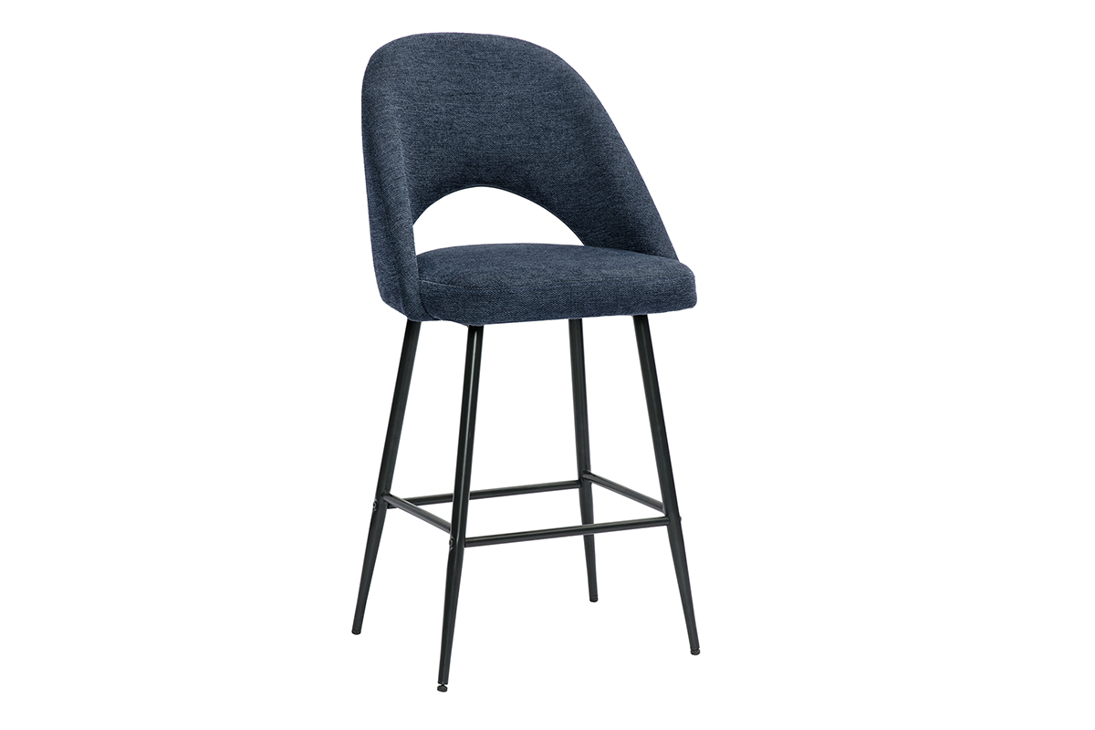 Sgabelli da bar in tessuto effetto velluto blu scuro testurizzato H65 cm (set di 2) COSETTE