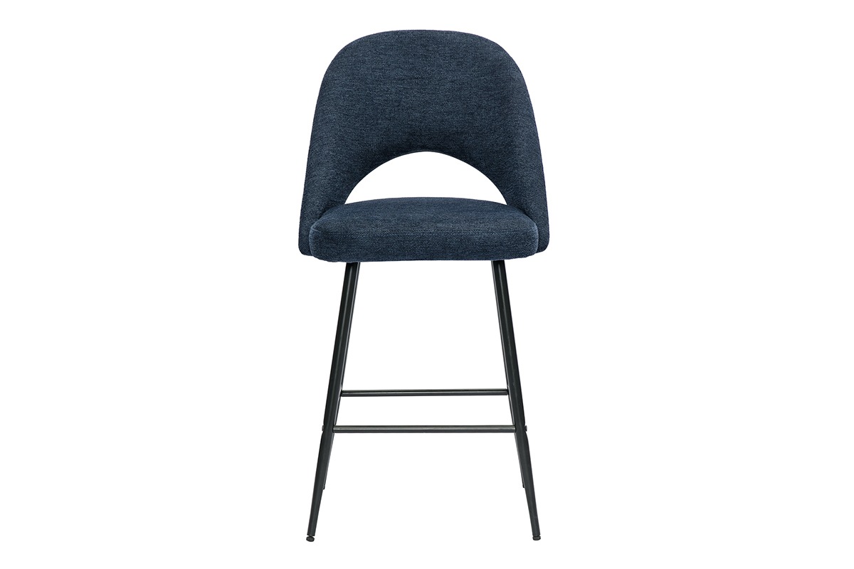 Sgabelli da bar in tessuto effetto velluto blu scuro testurizzato H65 cm (set di 2) COSETTE