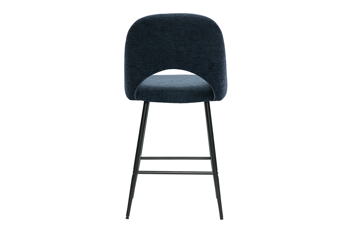 Sgabelli da bar in tessuto effetto velluto blu scuro testurizzato H65 cm (set di 2) COSETTE