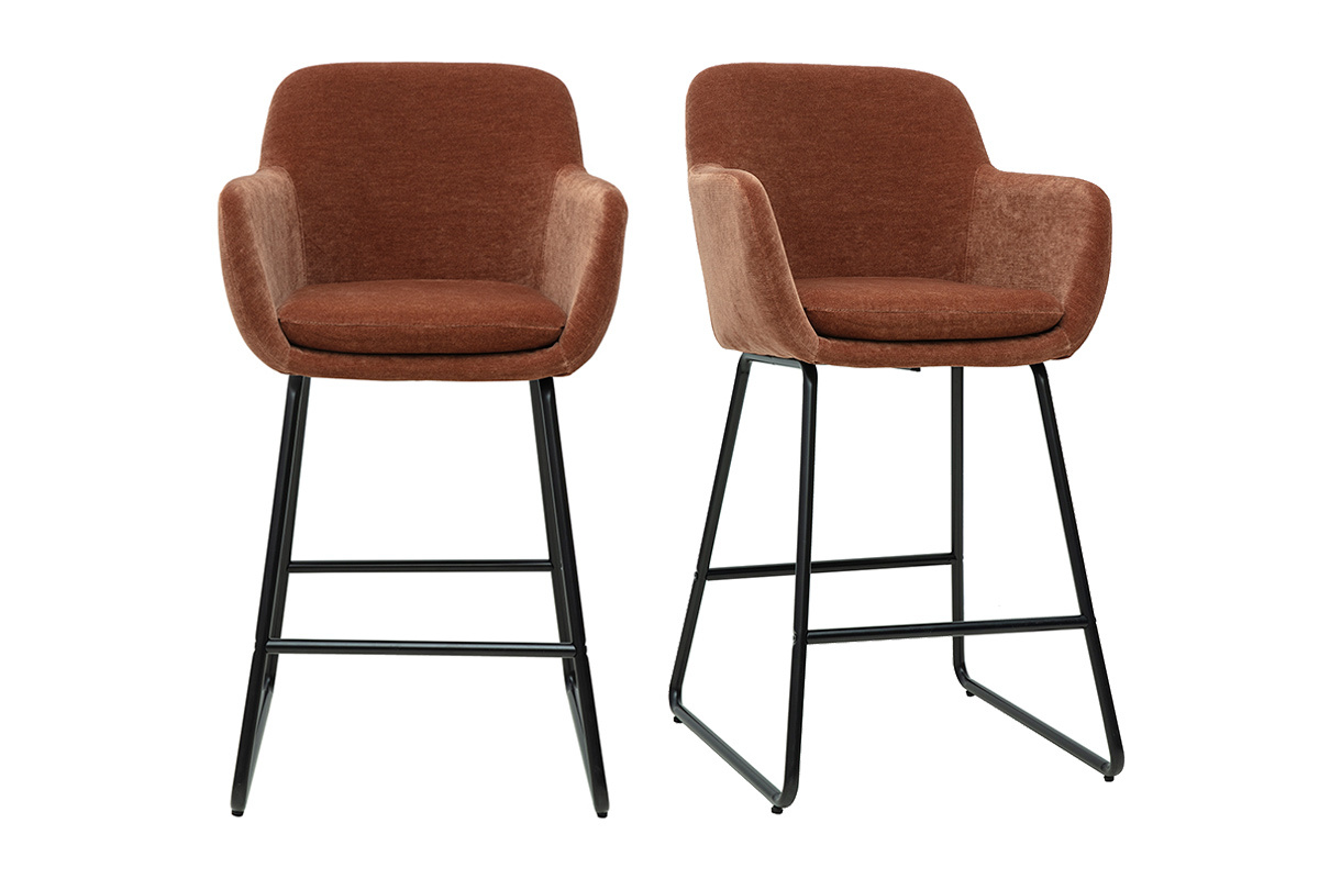 Sgabelli da bar in tessuto effetto velluto color bruciato H65 cm (set di 2) AMIKA