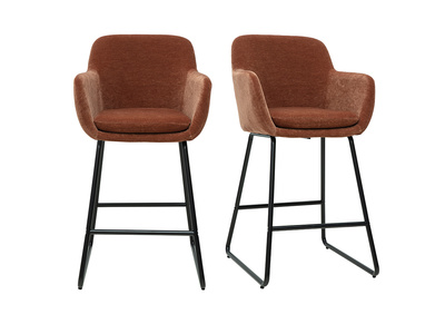Sgabelli da bar in tessuto effetto velluto color bruciato H65 cm (set di 2) AMIKA