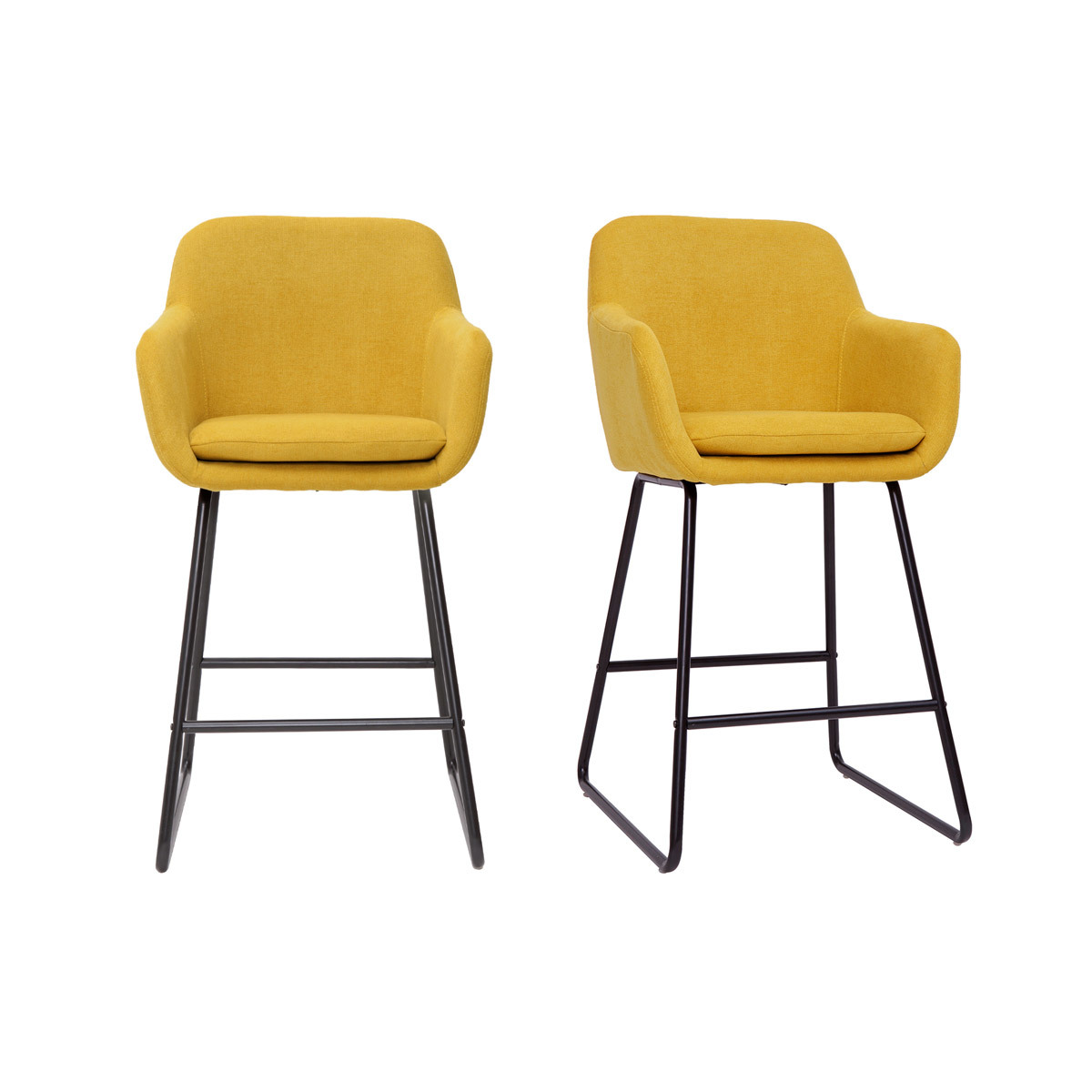 Sgabelli da bar in tessuto effetto velluto giallo senape H65 cm (set di 2) AMIKA