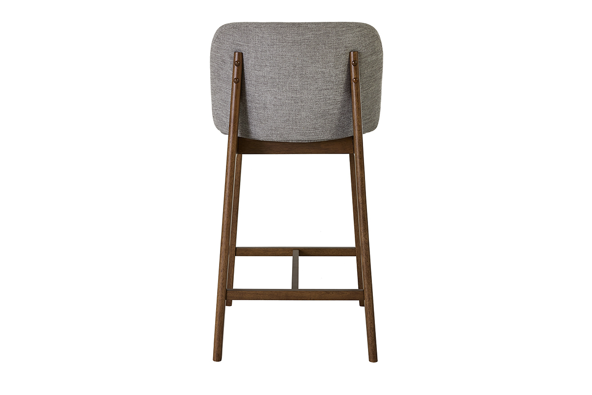 Sgabelli da bar in tessuto effetto velluto grigio texture e legno scuro H69 cm (set di 2) TIEGA