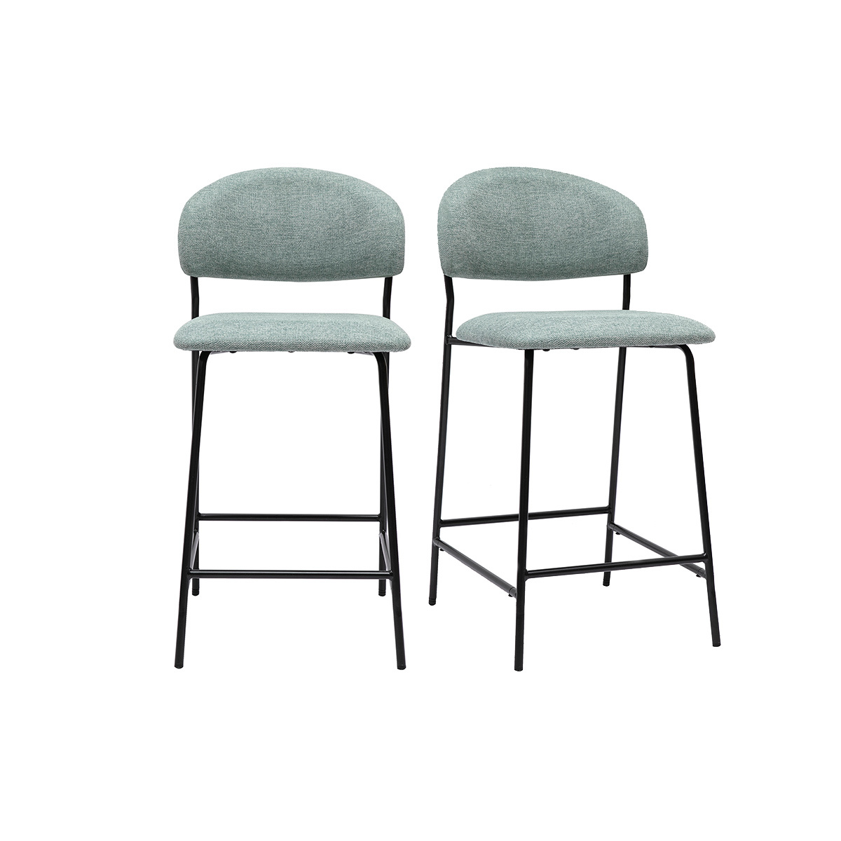 Sgabelli da bar in tessuto effetto velluto testurato verde celadon H64 cm (set di 2) BENTA