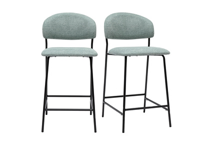 Sgabelli da bar in tessuto effetto velluto testurato verde celadon H64 cm (set di 2) BENTA
