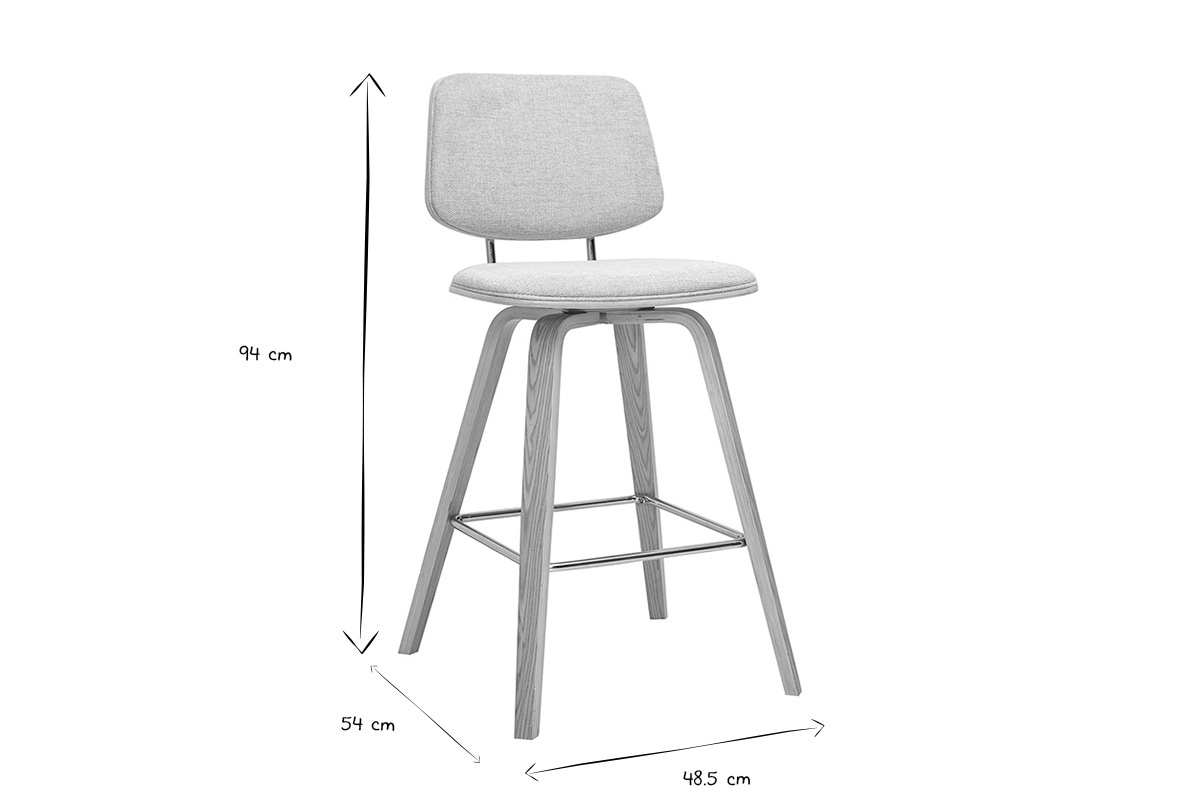 Dimensioni degli sgabelli da bar beige: H94 cm, P54 cm, L48,5 cm in nero e bianco