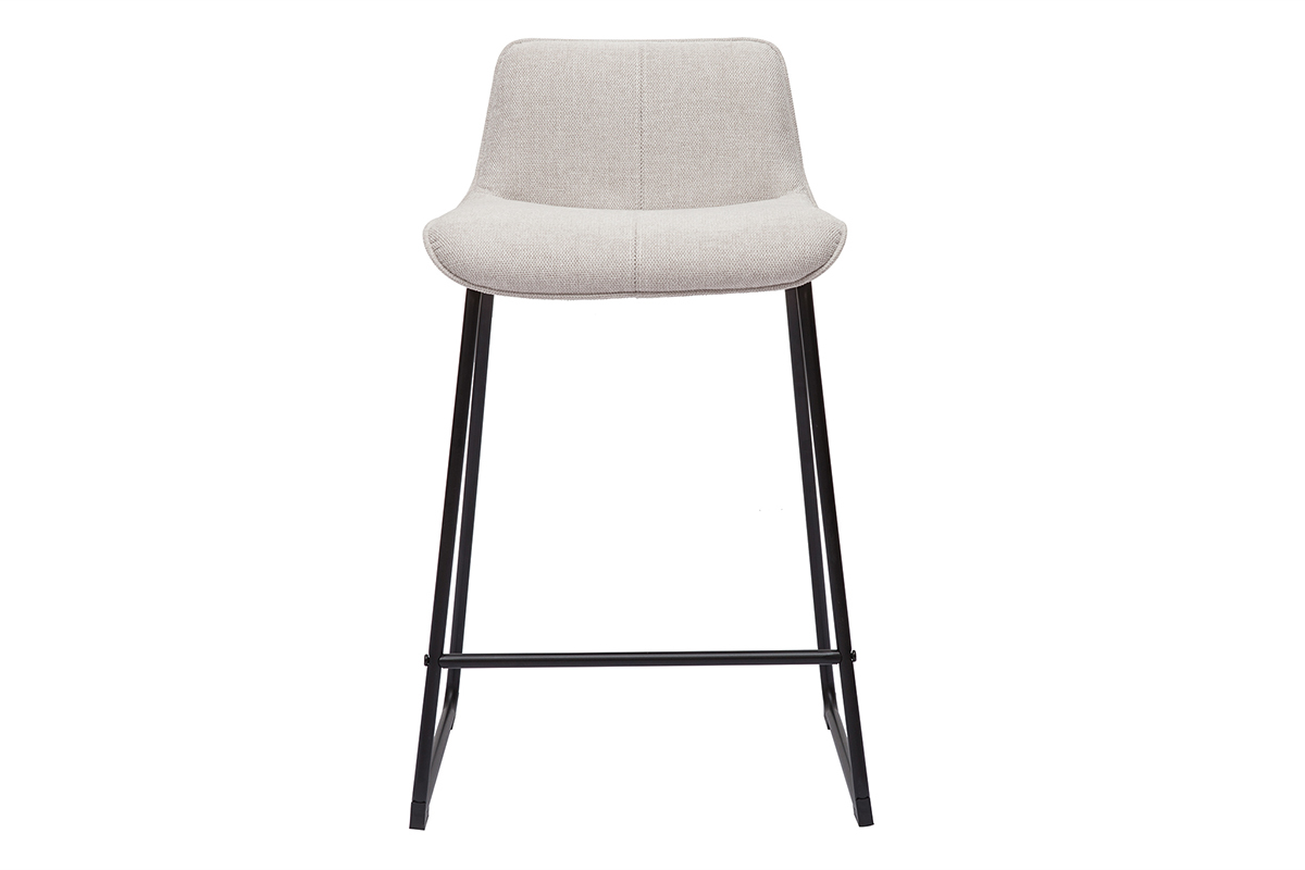 Sgabelli da bar in tessuto effetto velluto testurizzato beige e metallo H65 cm (set di 2) BOOST