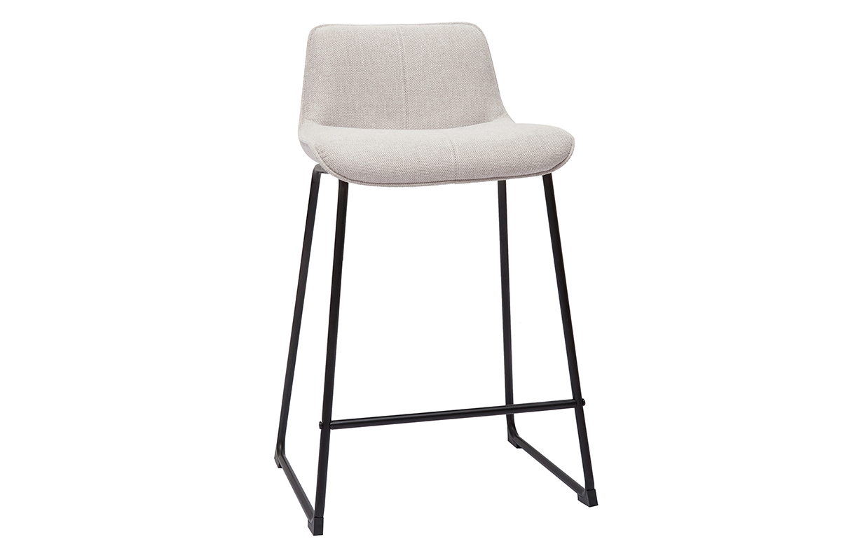 Sgabelli da bar in tessuto effetto velluto testurizzato beige e metallo H65 cm (set di 2) BOOST