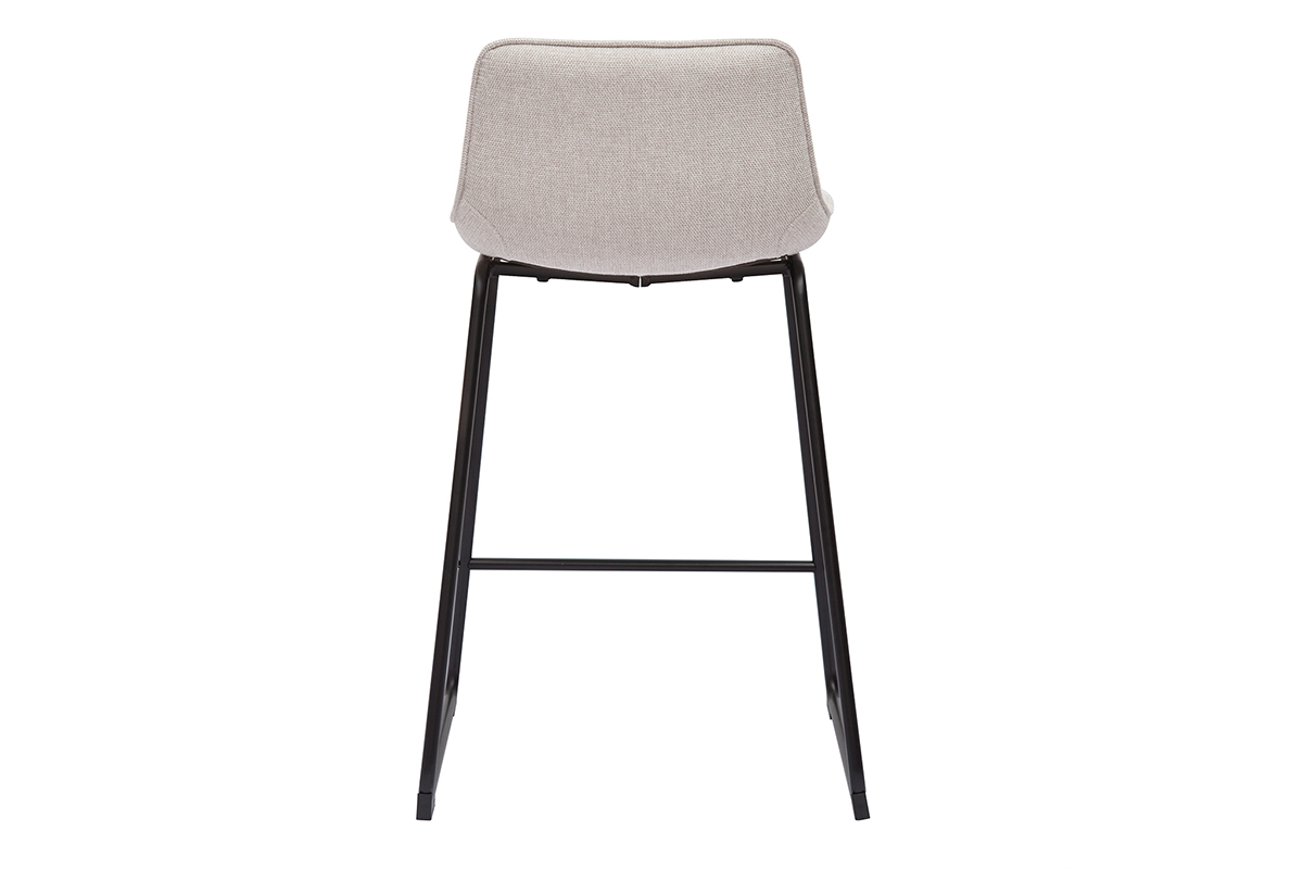 Sgabelli da bar in tessuto effetto velluto testurizzato beige e metallo H65 cm (set di 2) BOOST