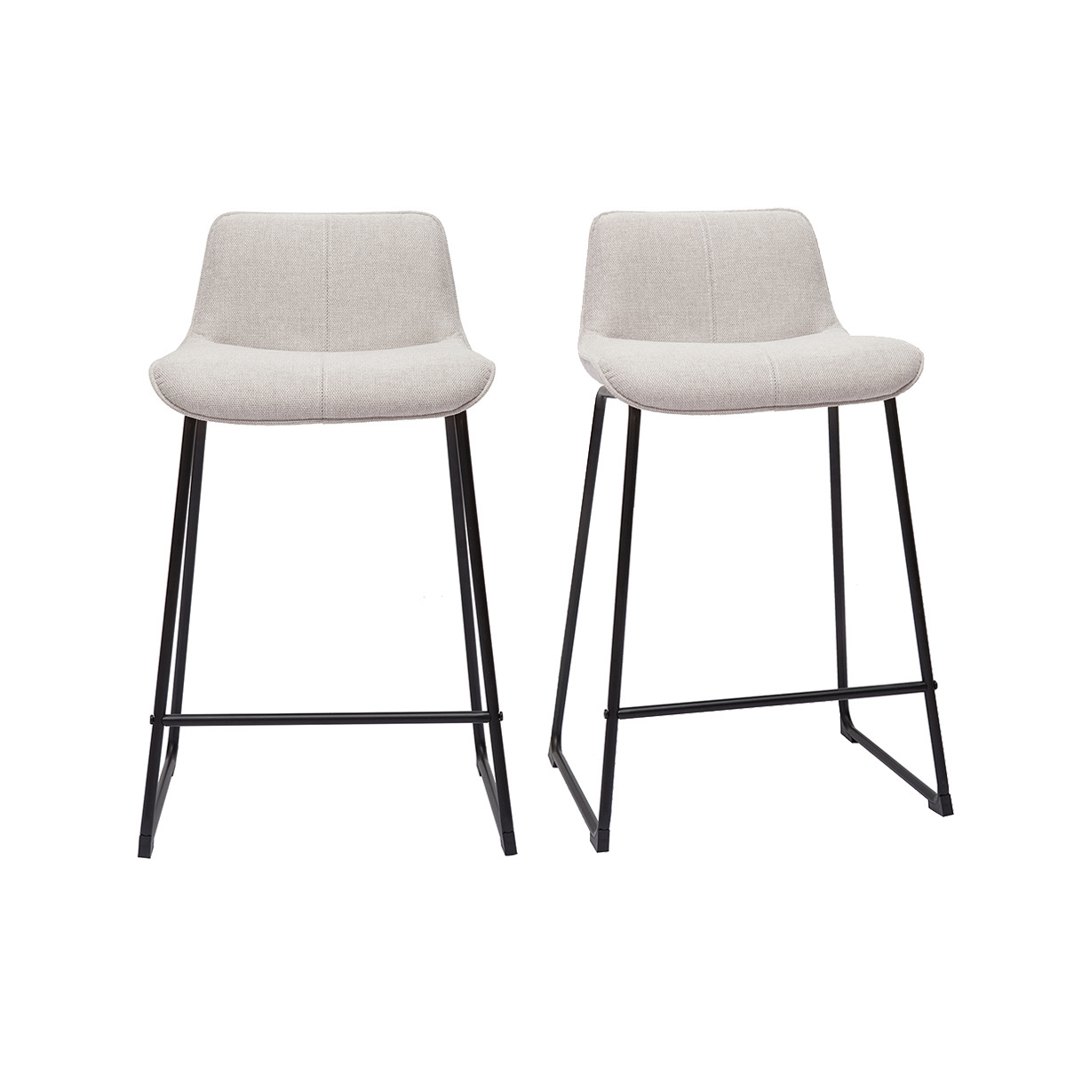 Sgabelli da bar in tessuto effetto velluto testurizzato beige e metallo H65 cm (set di 2) BOOST