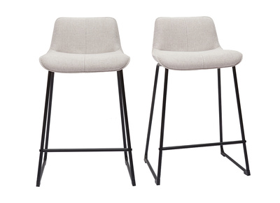 Sgabelli da bar in tessuto effetto velluto testurizzato beige e metallo H65 cm (set di 2) BOOST