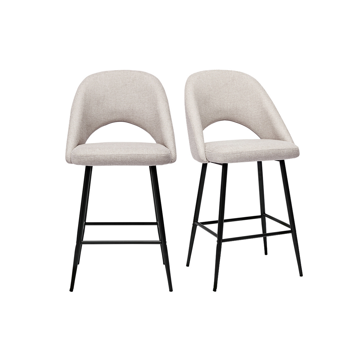 Sgabelli da bar in tessuto effetto velluto testurizzato beige H65 cm (set di 2) COSETTE