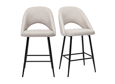 Sgabelli da bar in tessuto effetto velluto testurizzato beige H65 cm (set di 2) COSETTE