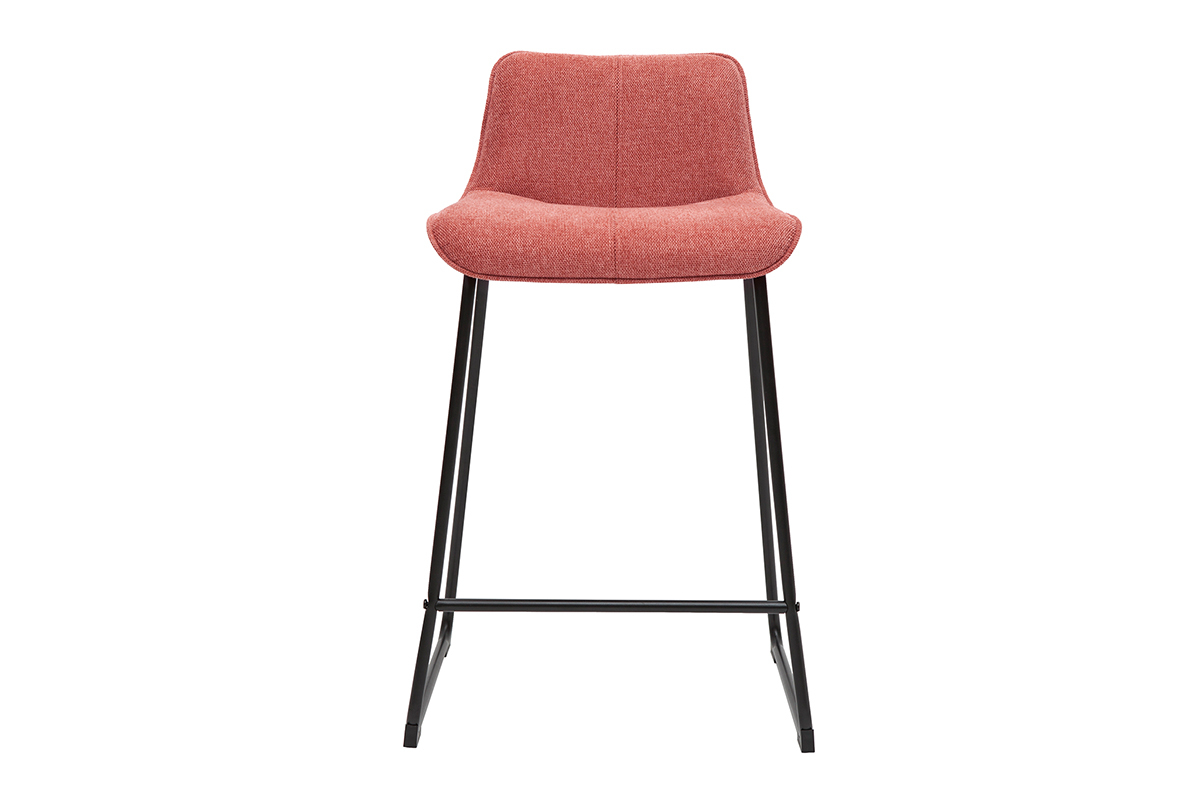 Sgabelli da bar in tessuto effetto velluto testurizzato color terracotta e metallo H65 cm (set di 2) BOOST