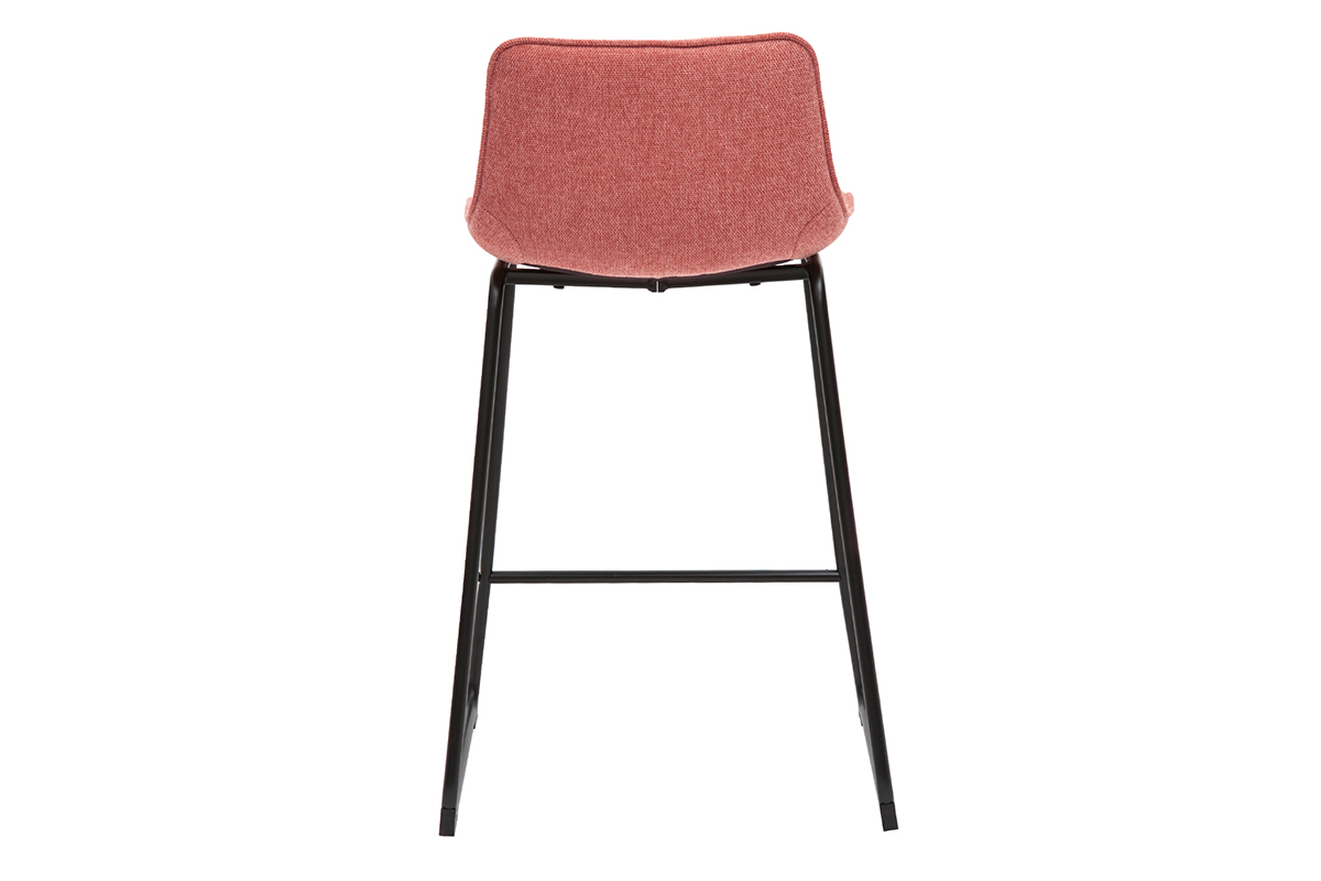 Sgabelli da bar in tessuto effetto velluto testurizzato color terracotta e metallo H65 cm (set di 2) BOOST