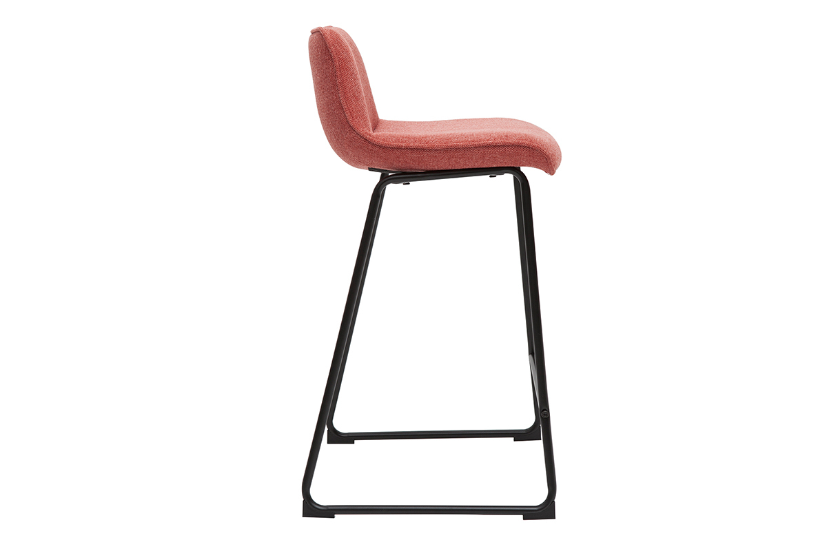 Sgabelli da bar in tessuto effetto velluto testurizzato color terracotta e metallo H65 cm (set di 2) BOOST