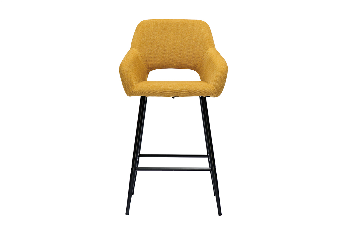 Sgabelli da bar in tessuto effetto velluto testurizzato giallo e metallo H65 cm (set di 2) LAURETTE