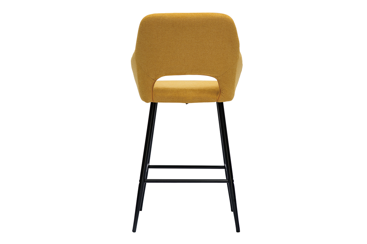 Sgabelli da bar in tessuto effetto velluto testurizzato giallo e metallo H65 cm (set di 2) LAURETTE
