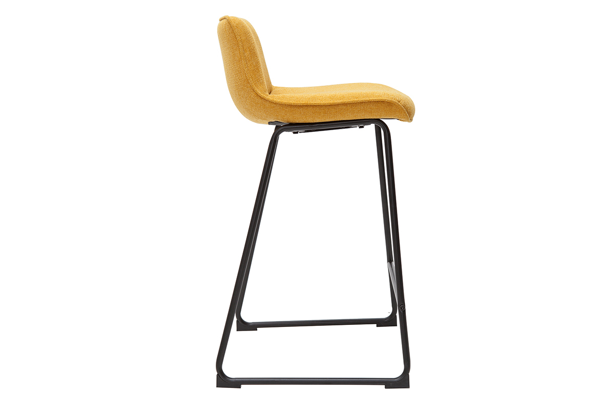 Sgabelli da bar in tessuto effetto velluto testurizzato giallo senape e metallo H65 cm (set di 2) BOOST