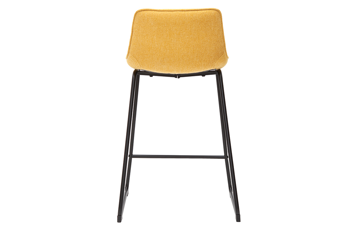 Sgabelli da bar in tessuto effetto velluto testurizzato giallo senape e metallo H65 cm (set di 2) BOOST