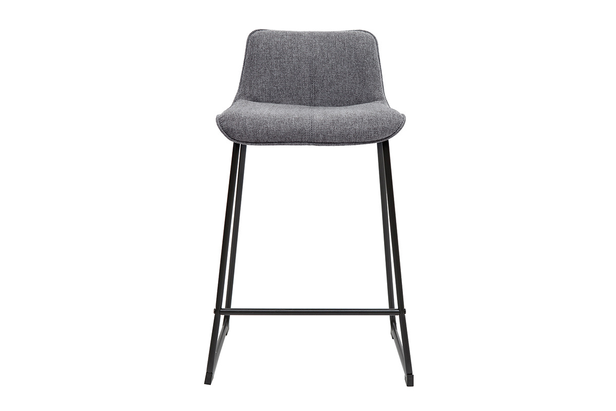 Sgabelli da bar in tessuto effetto velluto testurizzato grigio e metallo H65 cm (set di 2) BOOST