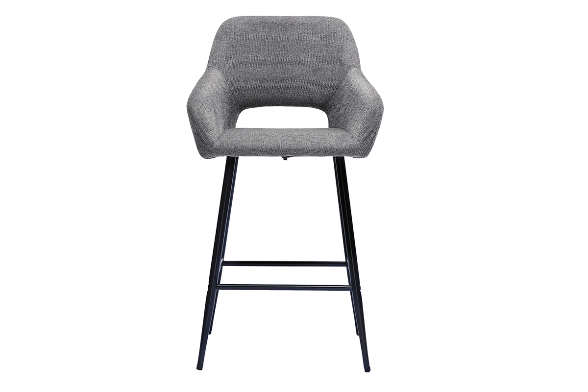 Sgabelli da bar in tessuto effetto velluto testurizzato grigio e metallo H65 cm (set di 2) LAURETTE