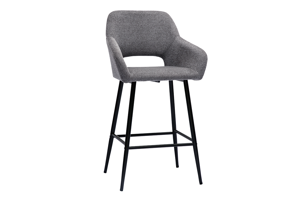 Sgabelli da bar in tessuto effetto velluto testurizzato grigio e metallo H65 cm (set di 2) LAURETTE