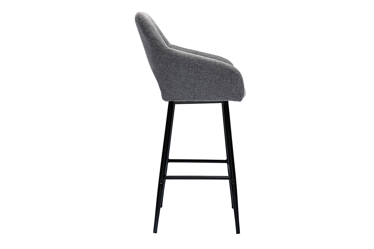 Sgabelli da bar in tessuto effetto velluto testurizzato grigio e metallo H65 cm (set di 2) LAURETTE