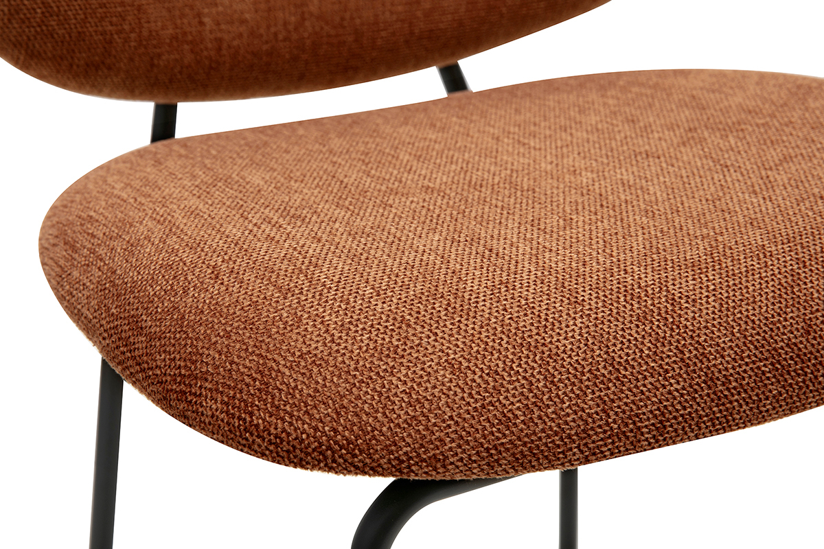 Sgabelli da bar in tessuto effetto velluto testurizzato terra bruciata e metallo H66.5 cm BARNET (set di 2)