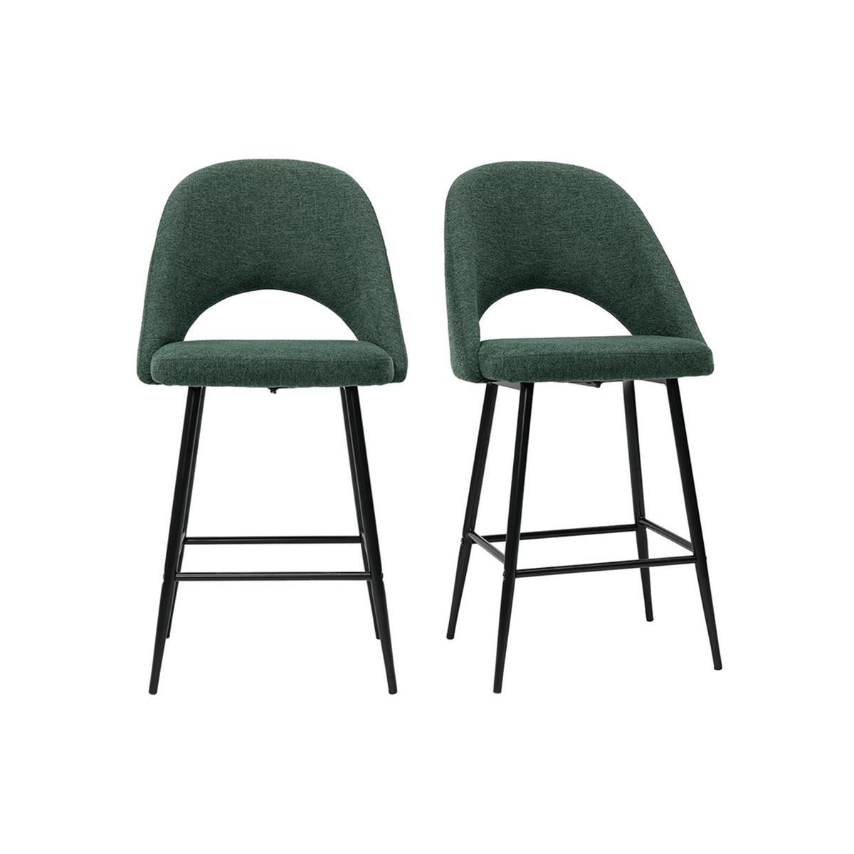 Sgabelli da bar in tessuto effetto velluto testurizzato verde H65 cm (set di 2) COSETTE