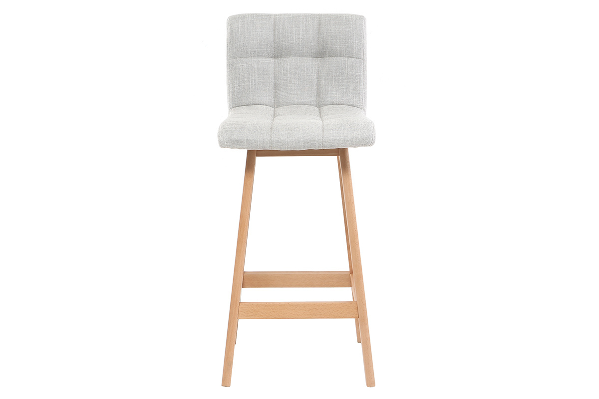 Sgabelli da bar in tessuto grigio chiaro e legno H67.5 cm (lotto di 2) KLARIS