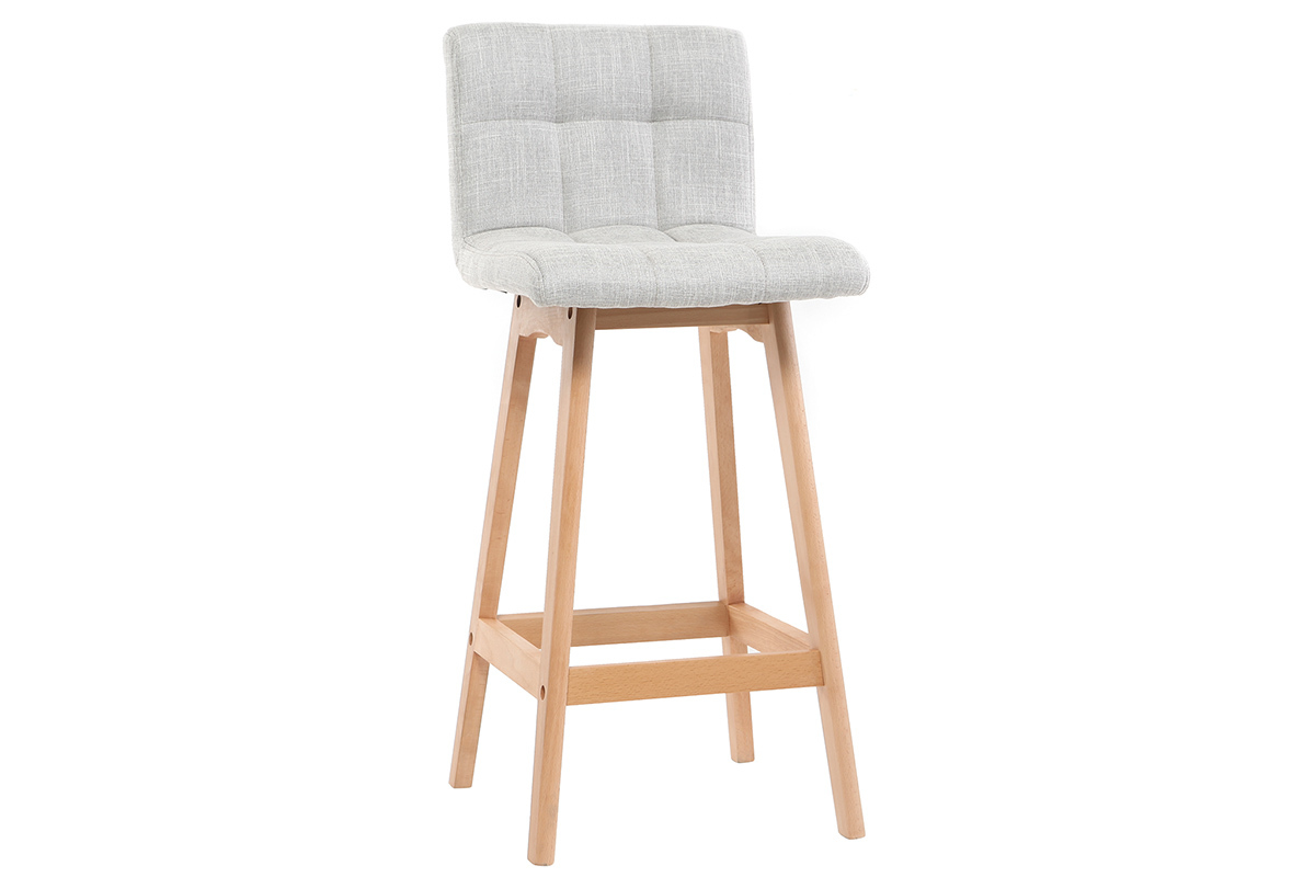 Sgabelli da bar in tessuto grigio chiaro e legno H67.5 cm (lotto di 2) KLARIS
