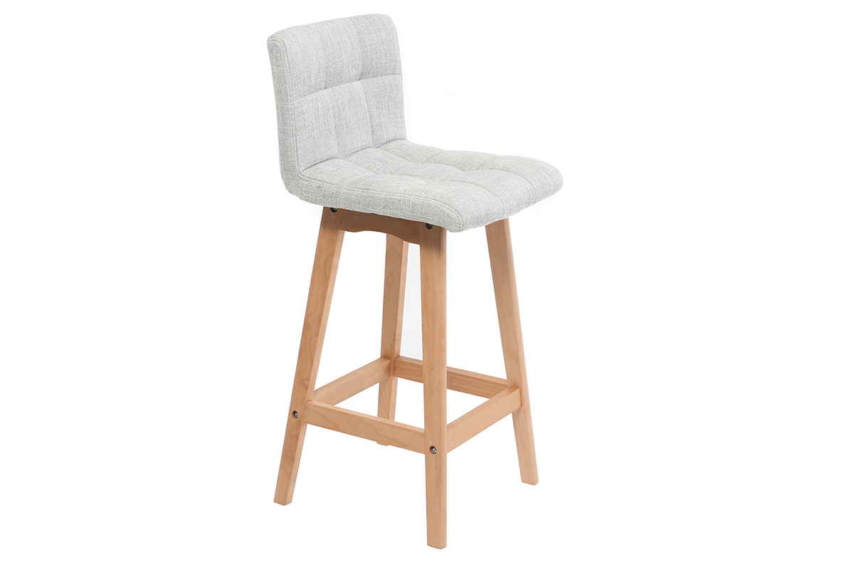 Sgabelli da bar in tessuto grigio chiaro e legno H67.5 cm (lotto di 2) KLARIS
