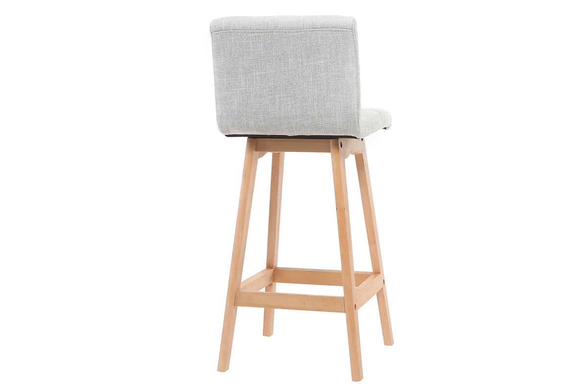 Sgabelli da bar in tessuto grigio chiaro e legno H67.5 cm (lotto di 2) KLARIS