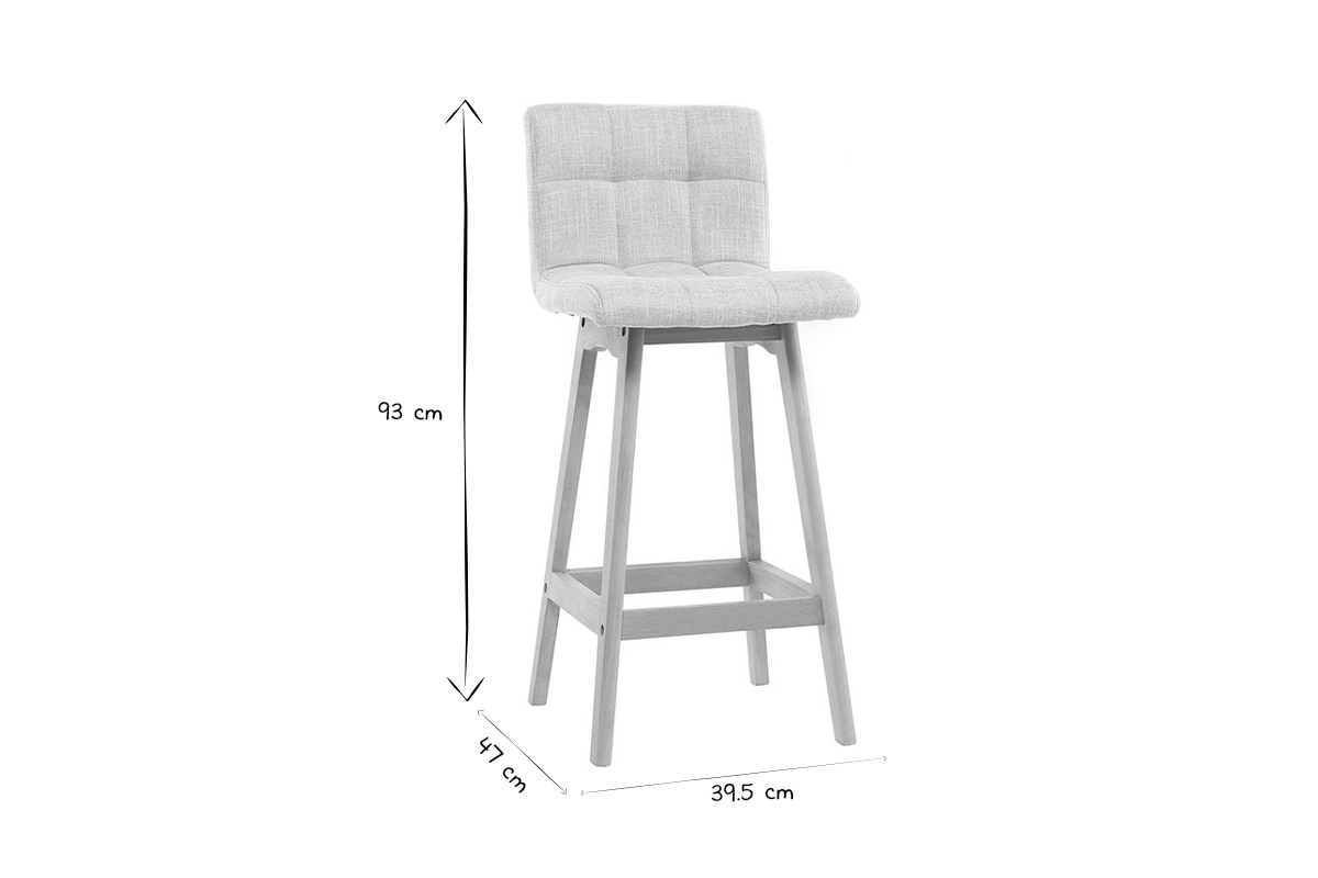 Sgabelli da bar in tessuto grigio chiaro e legno H67.5 cm (lotto di 2) KLARIS