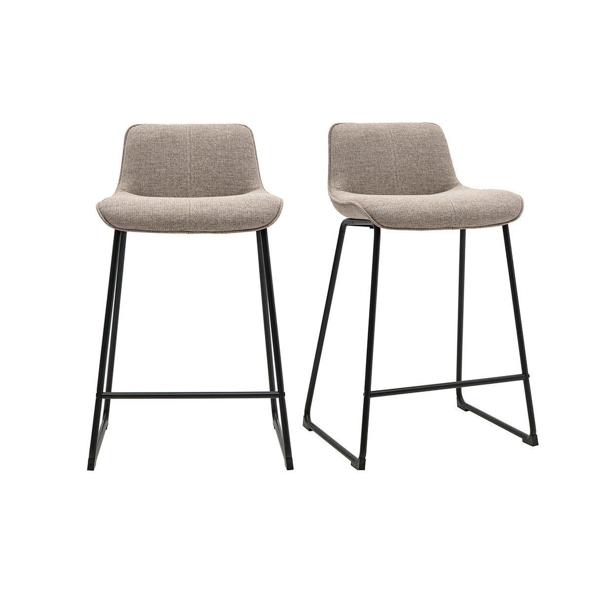 Sgabelli da bar in tessuto taupe e metallo nero H65 cm (set di 2) BOOST